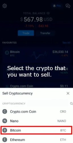 Selg kryptovaluta på Crypto.com