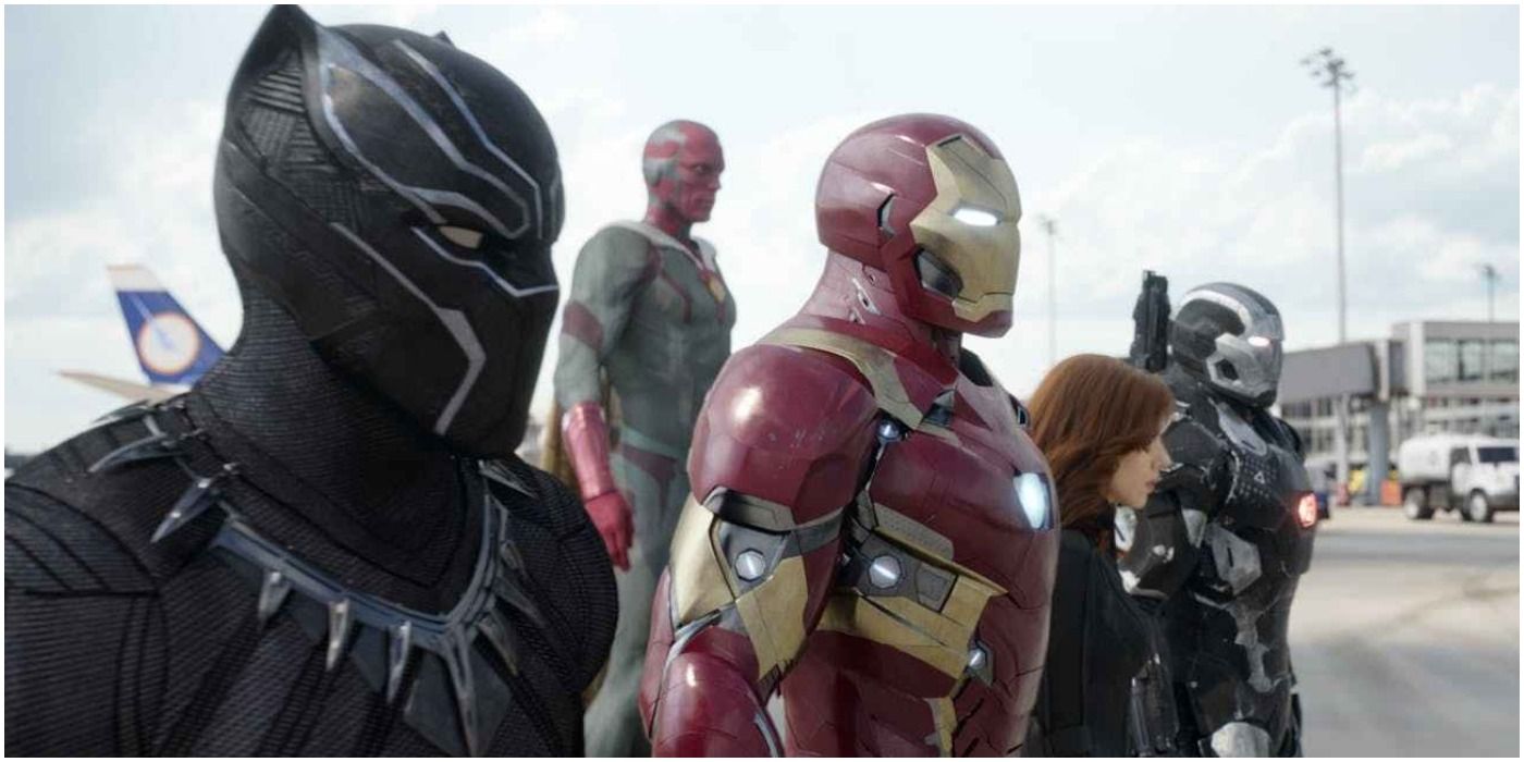 Black Panther, Iron Man, Vision, War Machine og Black Widow