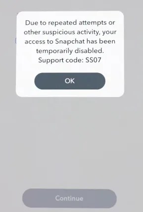 Støttekode SS07 på Snapchat