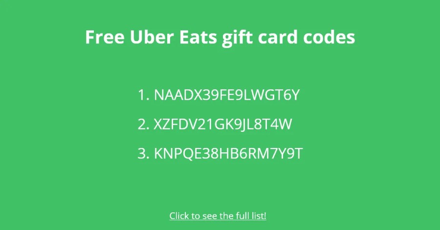 Gratis Uber Eats-gavekort