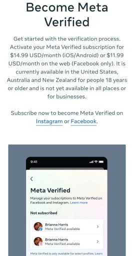 Hvorfor vises ikke Meta Verified-alternativet på Instagram?