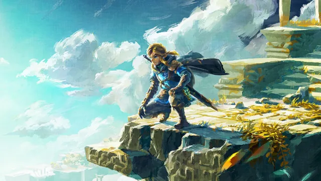 Link med utsikt over Hyrule i Zelda: Tears of the Kingdom.