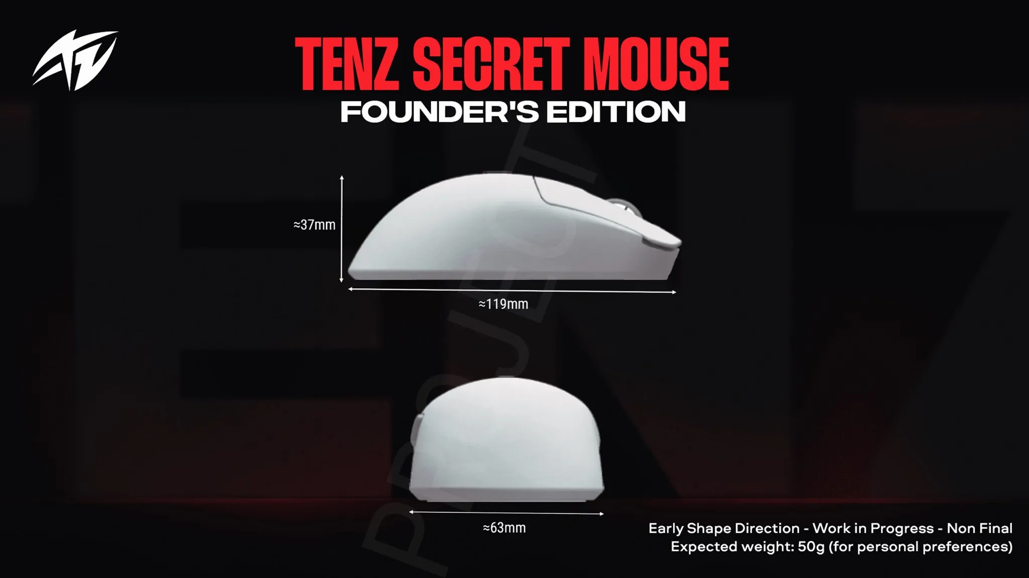 "Super tidlig prototype" av TenZs mus