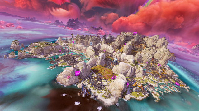 Et bredt bilde av Storm Point-kartet i Apex Legends.