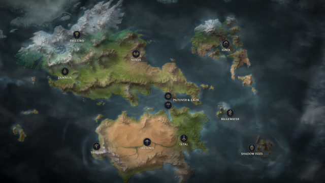 Offisielt kart over Runeterra på Riot Games sin side.