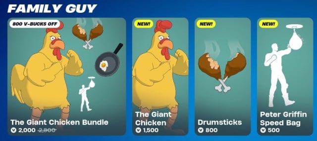 Family Guy Giant Chicken-skinnbunter i Fortnite-butikken